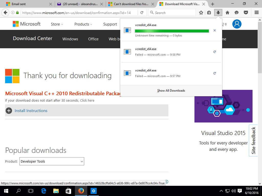 Not Able To Download Vcredist Or Directx Files From Microsoft Website Microsoft Community