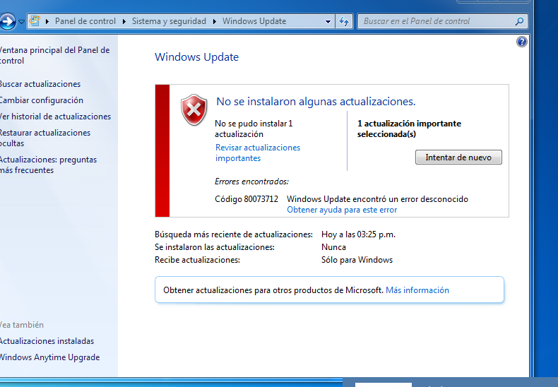 construcción naval Aventurarse extremidades Windows 7 / Error al actualizar. - Microsoft Community