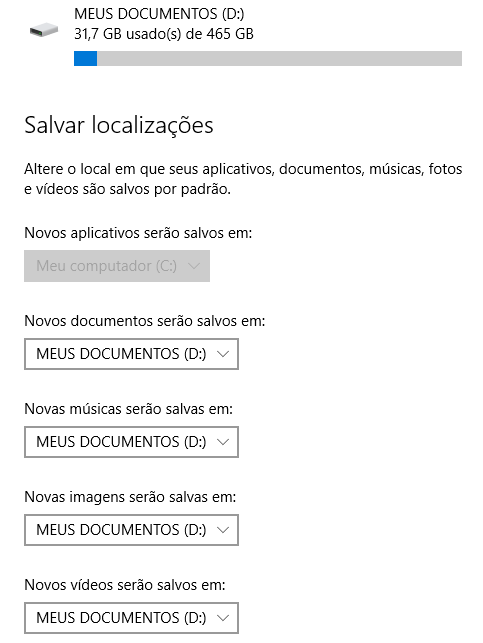 Não consigo trocar o local de instalação de novos apps / Não consigo -  Microsoft Community