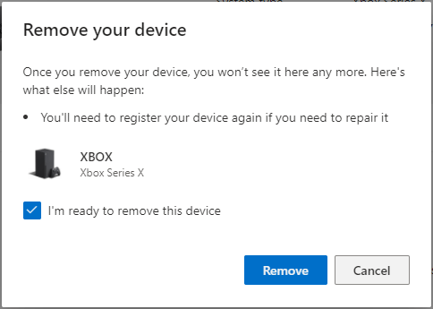 Register or unregister your Xbox device