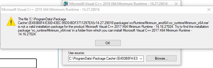 Microsoft Visual C 19 X64 Minimum Runtime Error Microsoft Community