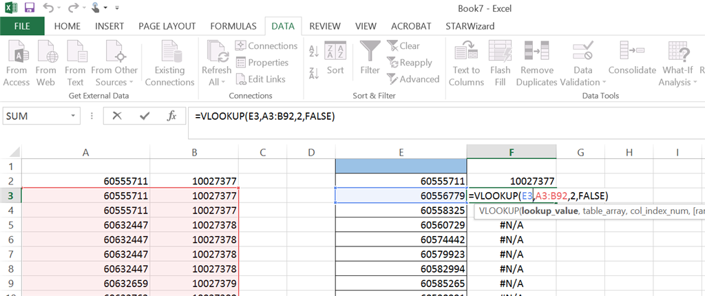 Table array excel что это