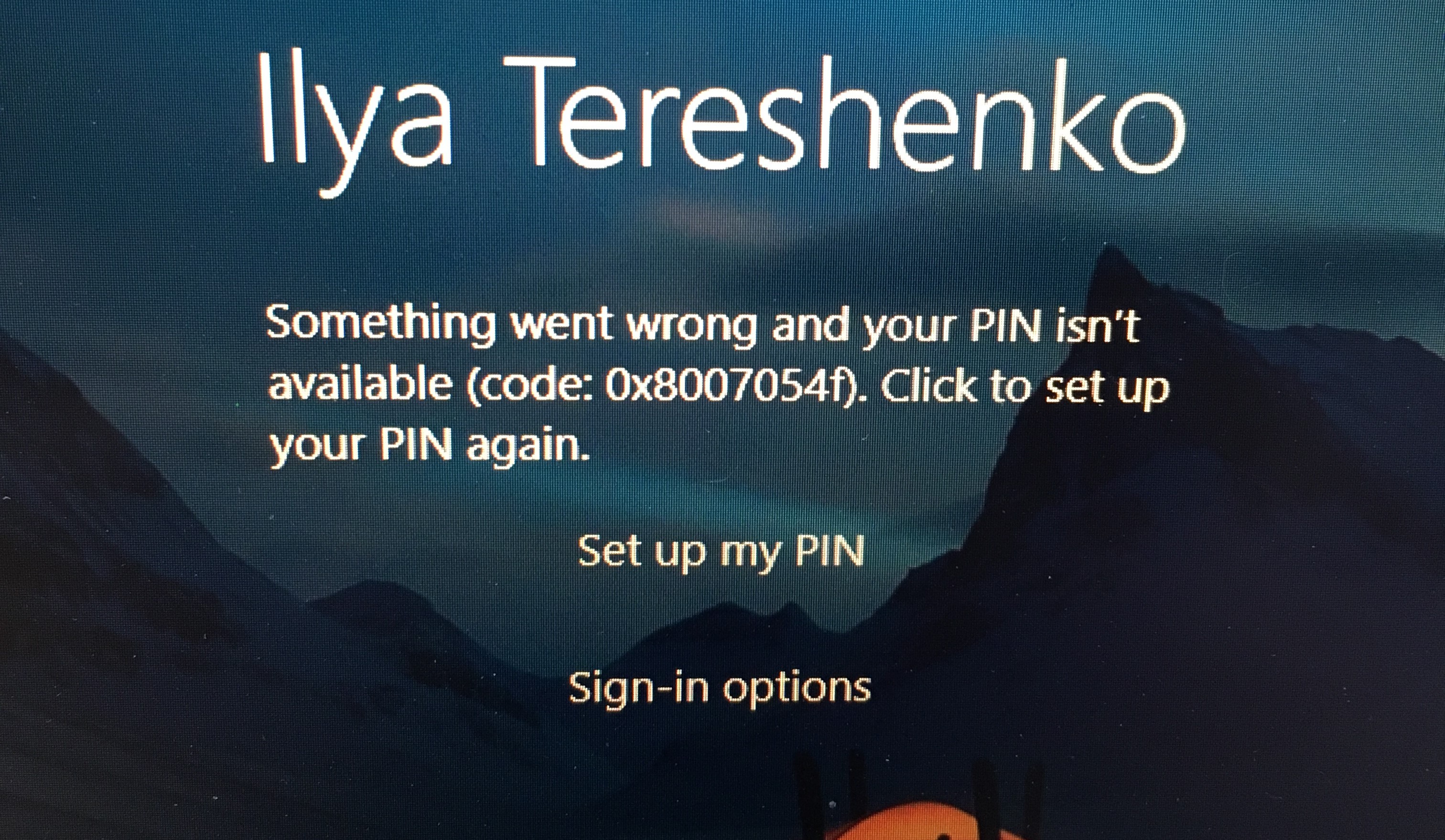 Windows 10 Pin Error