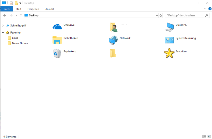 Windows 10 Verknüpfungen in Favoriten im Explorer Navigation Menü