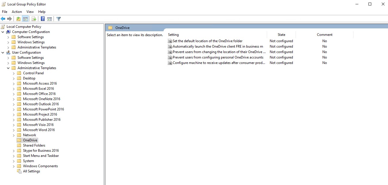 OneDrive Admin Template (.admx) for windows 10 Release Date Microsoft