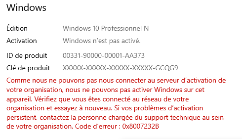 Clé d'activation Windows 10 Famille ne fonctionne pas - Communauté
