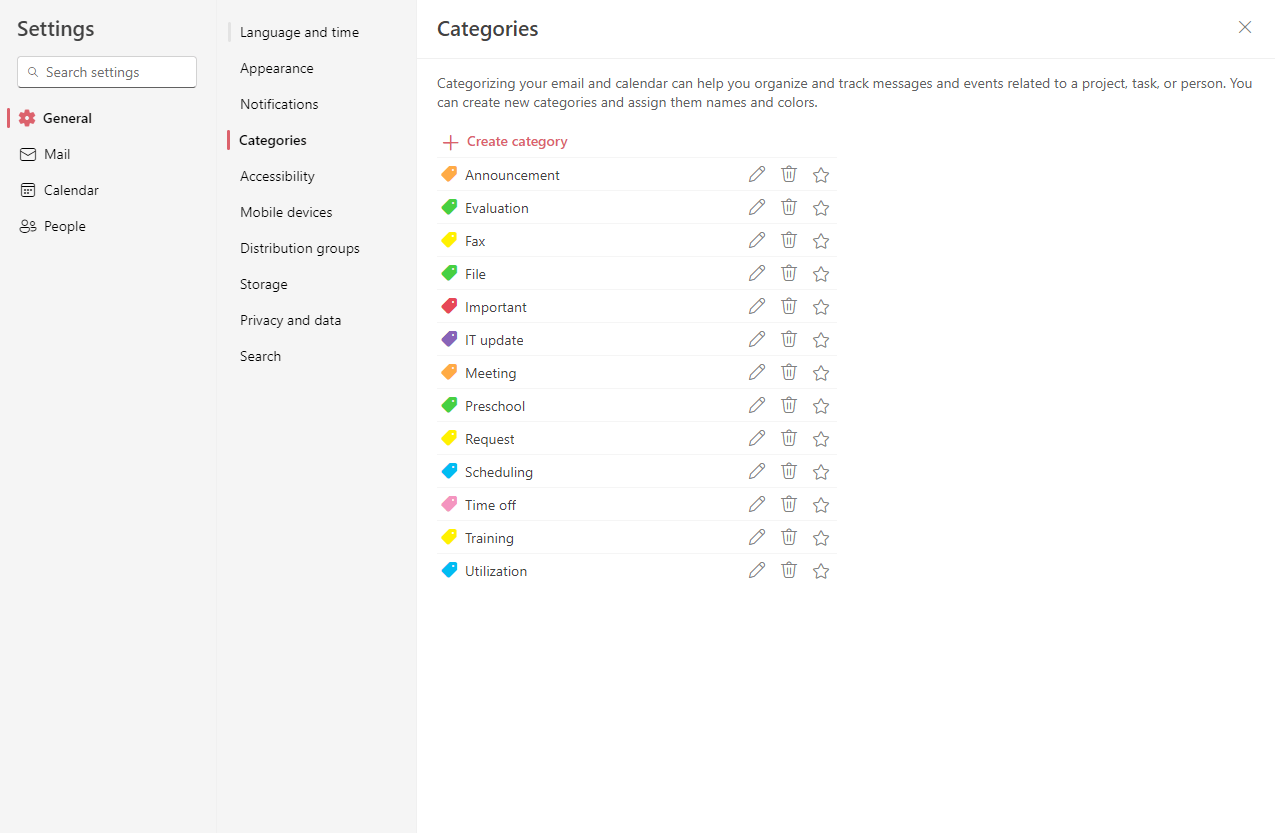 Why do mail category color options look different between my 