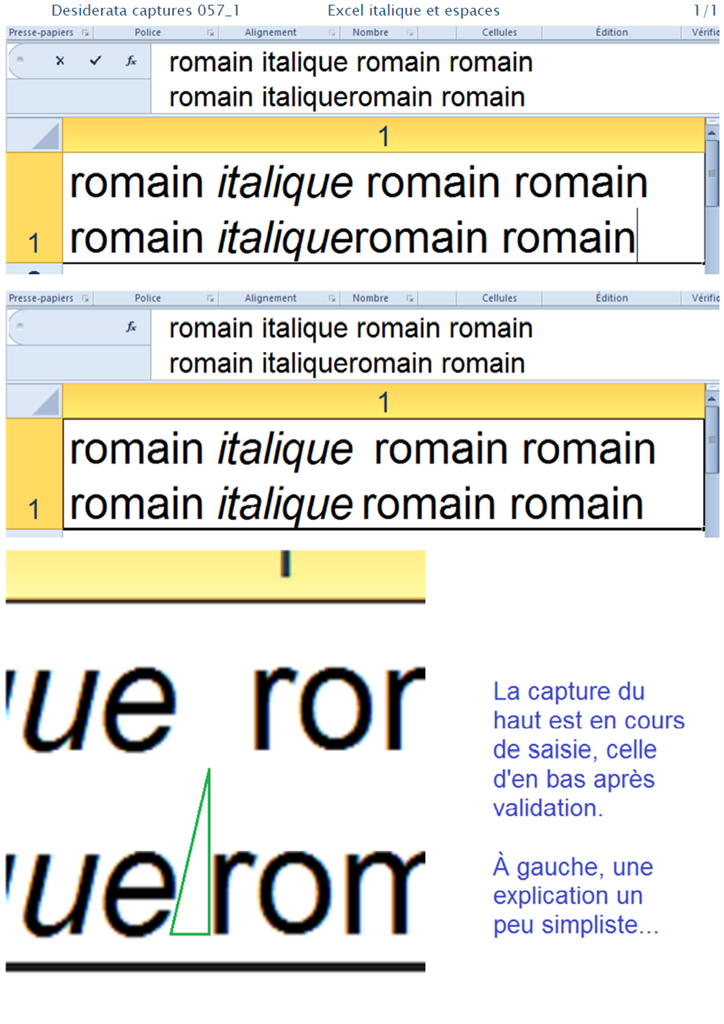 Simulation ind sirable de double espace dans les cellules d Excel