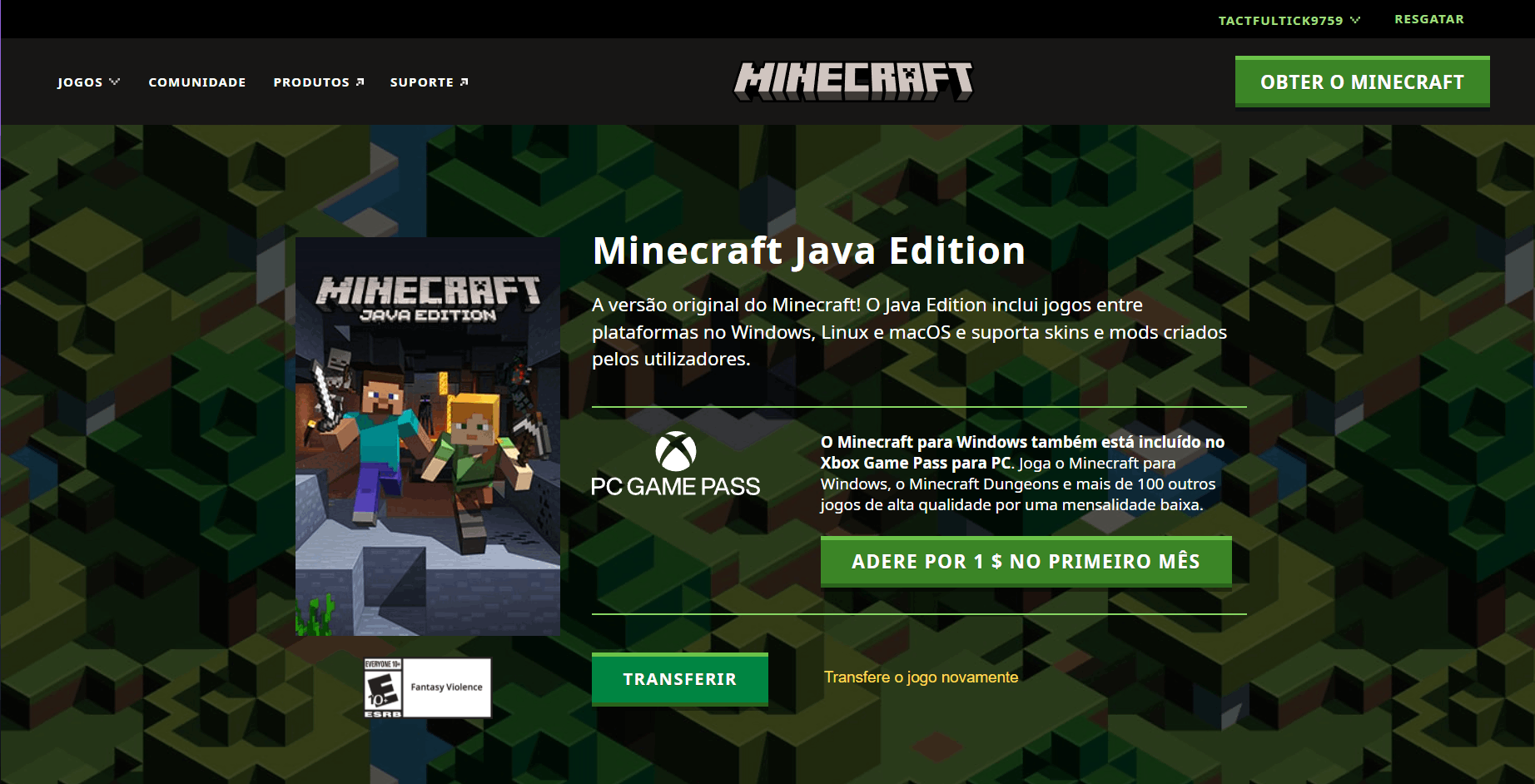 Obter Minecraft for Windows - Microsoft Store pt-ST