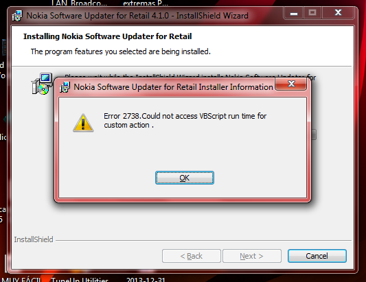 Error 2738 could not access vbscript runtime for custom action что делать
