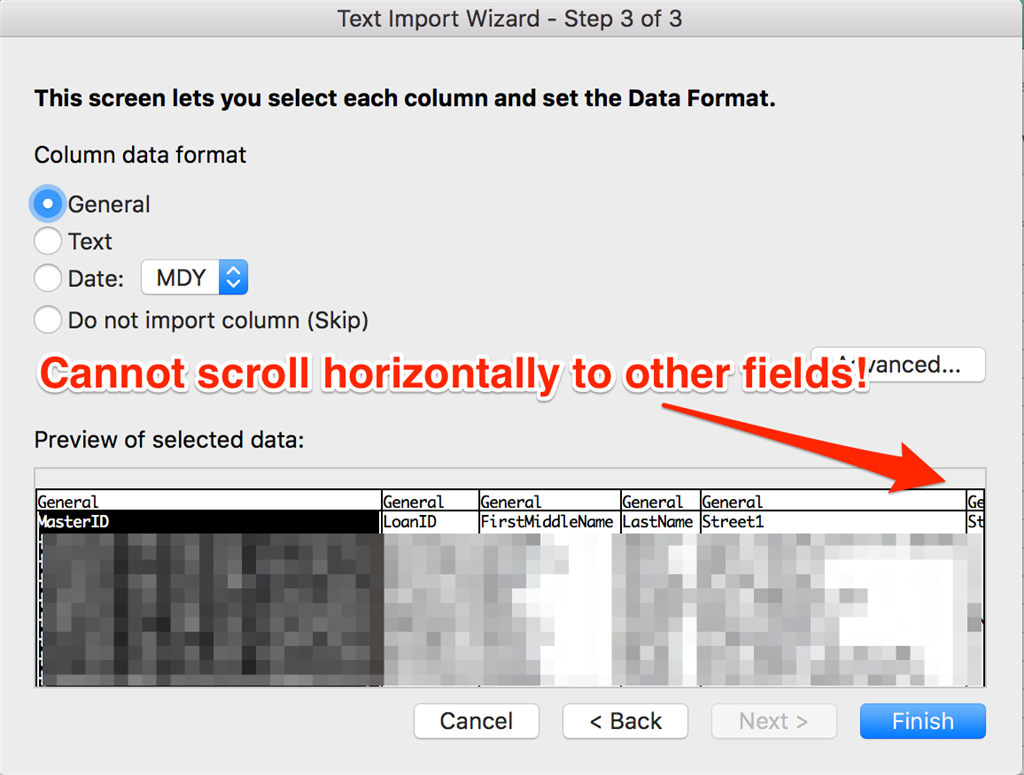 Microsoft excel for mac text import wizard can%27t see all columns