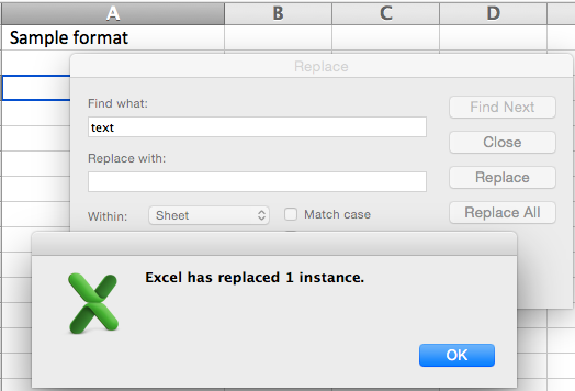 microsoft excel for mac find and replace