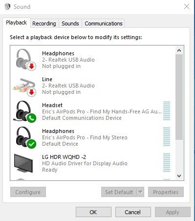 AirPod Pros will connect for Playback but not recording on Windows