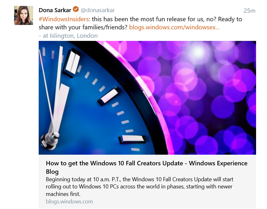 dona-tweets-new-rollout-time-for-fcu-is-10-am-pdt-microsoft-community