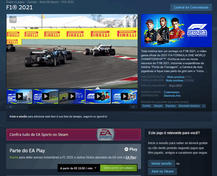 Jogo Grátis: F1 22 pode ser Jogado de Graça no PC via Steam
