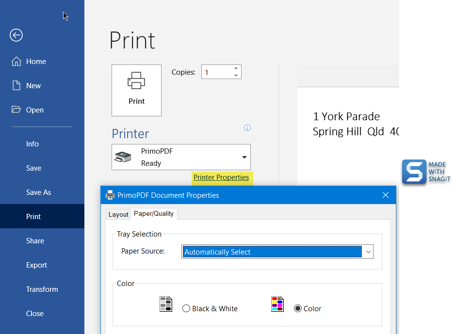 I am not able to print in color from word 365 windows microsoft 