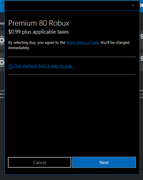 Can T Buy Robux With Microsoft Balance Microsoft Community - how to get 80 robux on windows 10