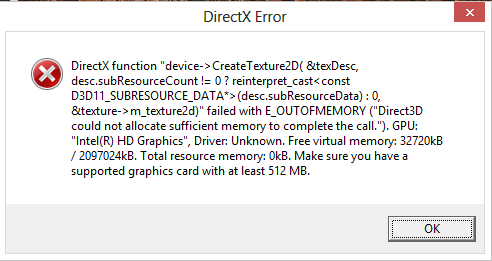 Directx error directx function