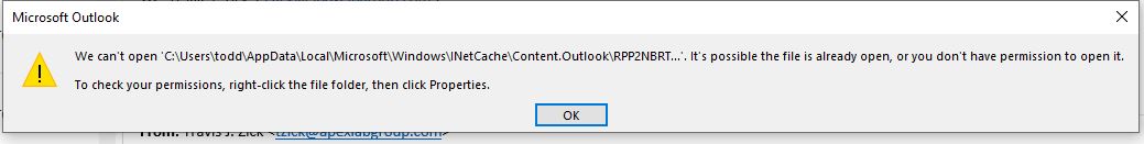 Can't open attachments Outlook - permissions - Microsoft Community