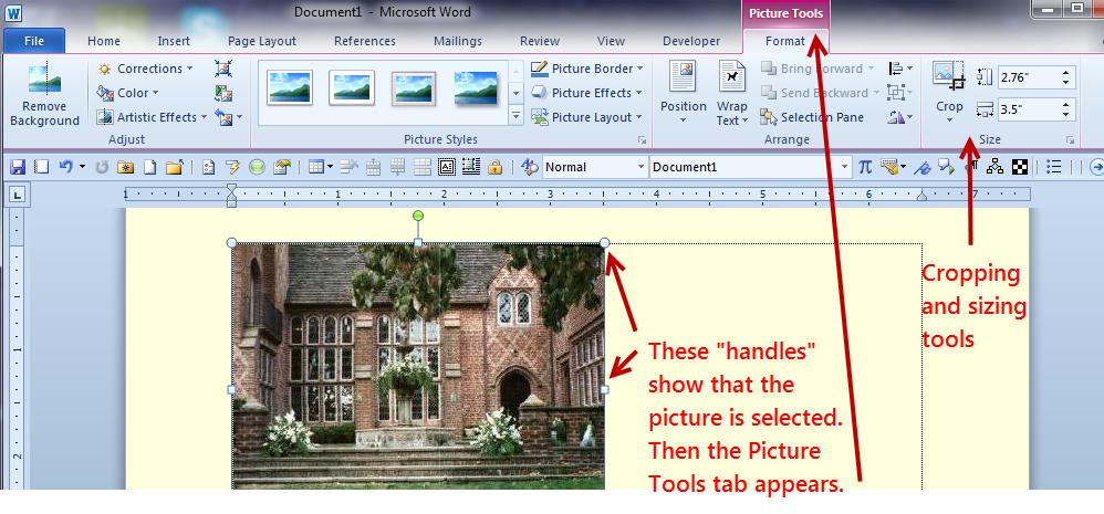 Where Can I Find Picture Tools Format In My Microsoft Word 2010 