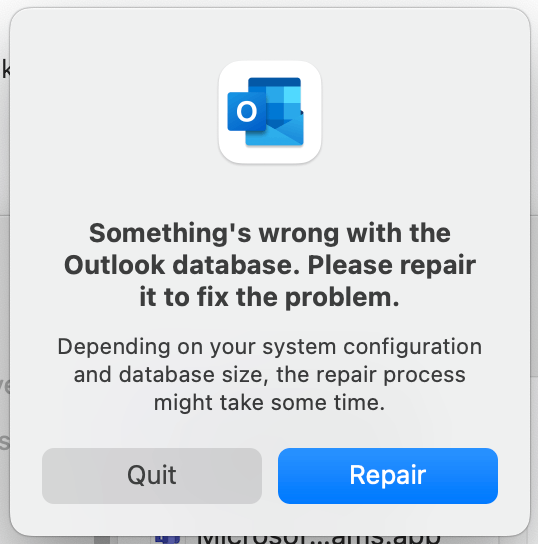 "Something's Wrong With The Outlook Database. Please Repair It To Fix ...