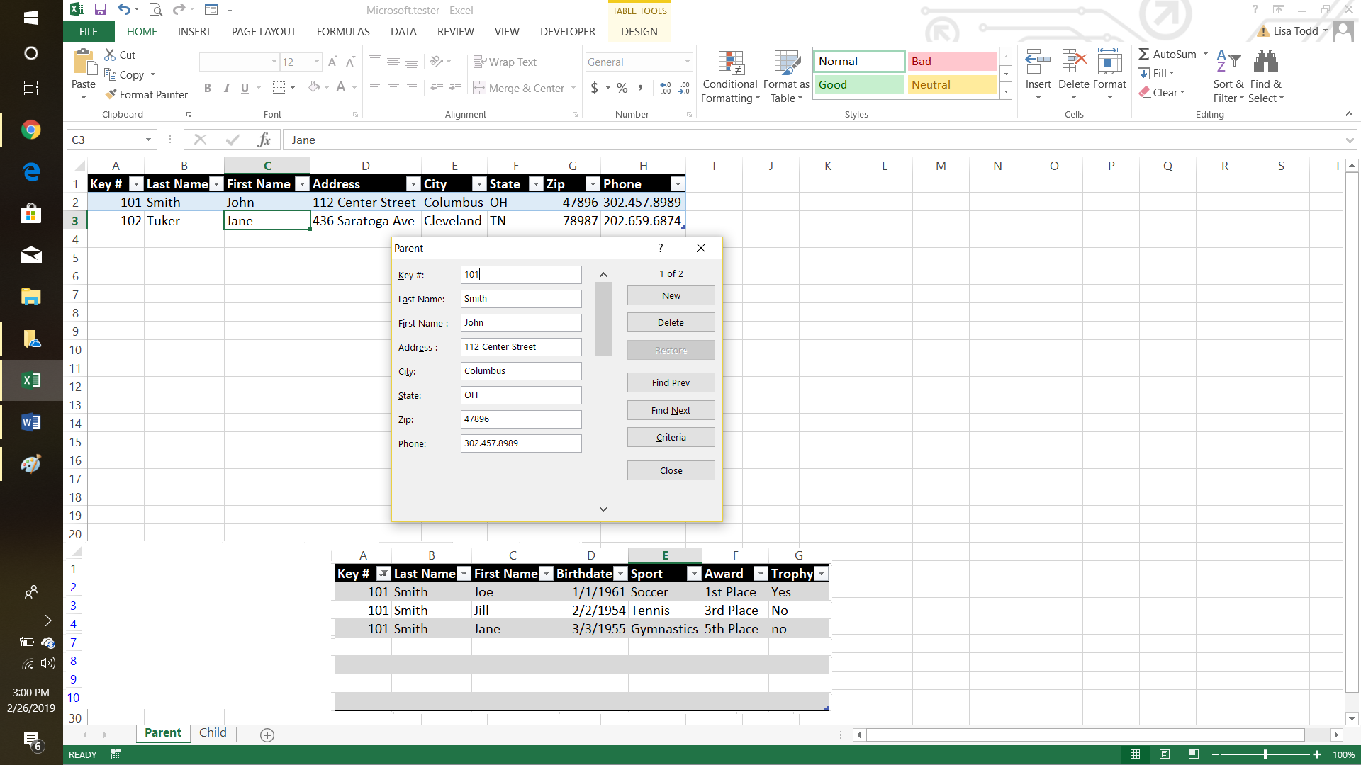 Excel Parent-Child Forms - Microsoft Community