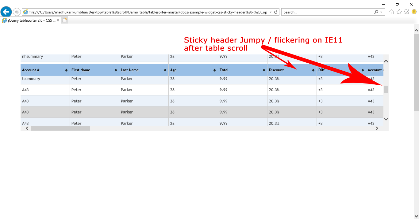 Sticky Header Jumpy Flickering On Ie11 Microsoft Community