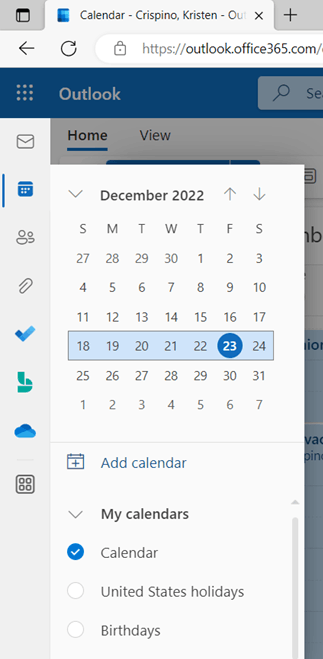 I used to have the menu for the calendar pop up next to my calendar ...