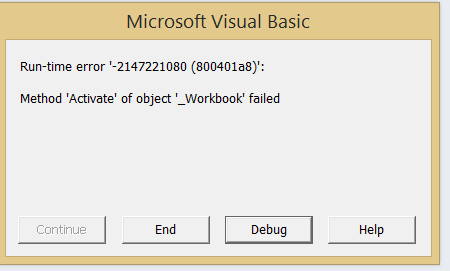 Macro Error Method Activate Of Object Microsoft Munity