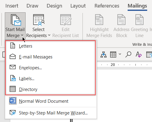 Mail merge functions greyed out - Microsoft Community