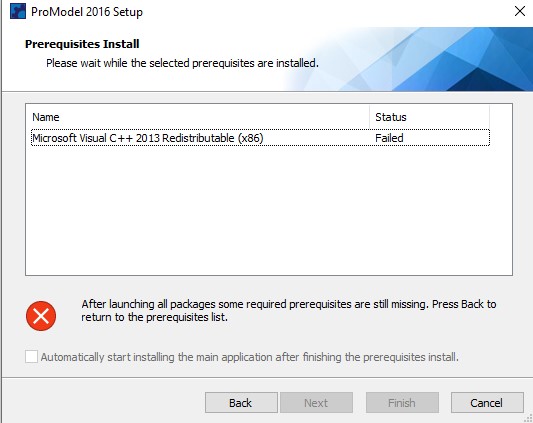 Promodel 16 Prerequisites Install Microsoft Visual C 13 Microsoft Community