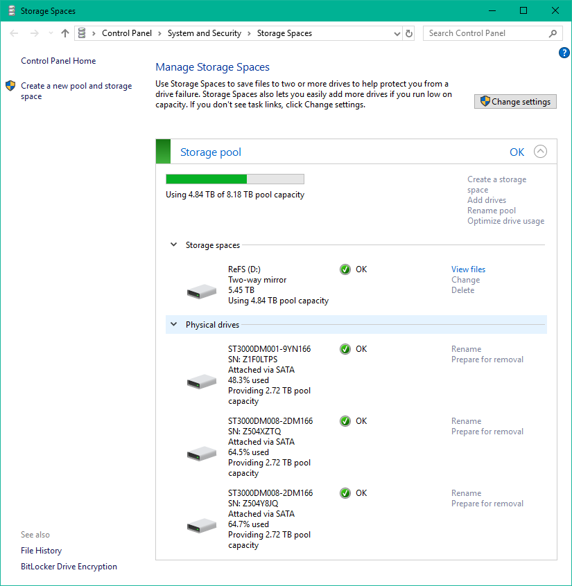 Microsoft storage space device вместо ssd