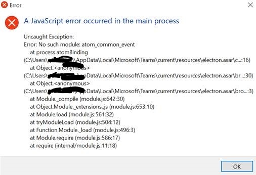 Microsoft Teams Java Script Error Microsoft Community