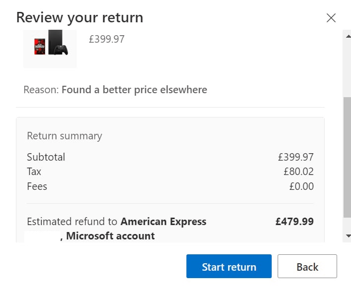 Refund on best sale microsoft store