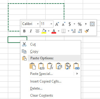 Insert Cells is greyed out when right clicking on a column row