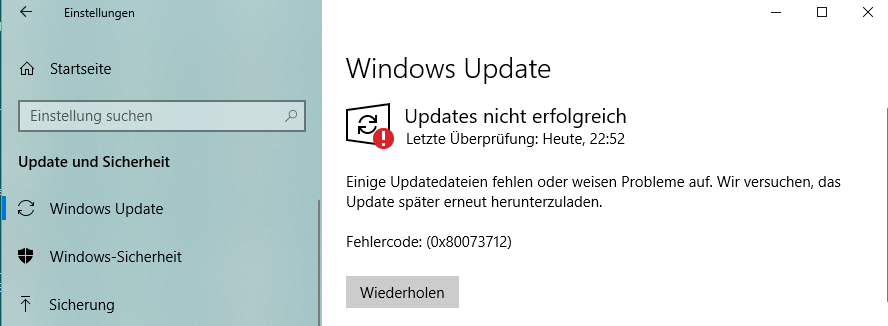 Windows 10 Update funktioniert nicht mehr