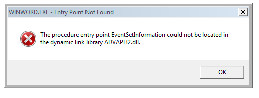 How To Fix: The Procedure Entry Point EventSetInformation Could