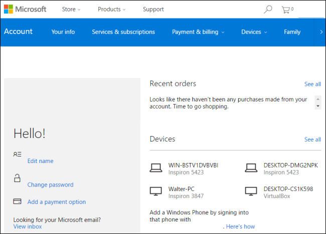 Remove Windows 10 Device from Microsoft Store Account