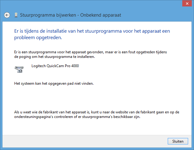 Logitech quickcam pro 4000 webcam installation in Windows 8.1