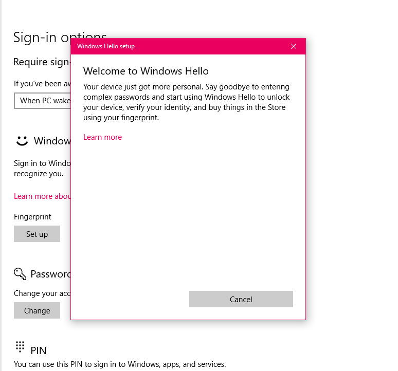 Can't Setup Fingerprint on my Windows Hello. - Microsoft Community