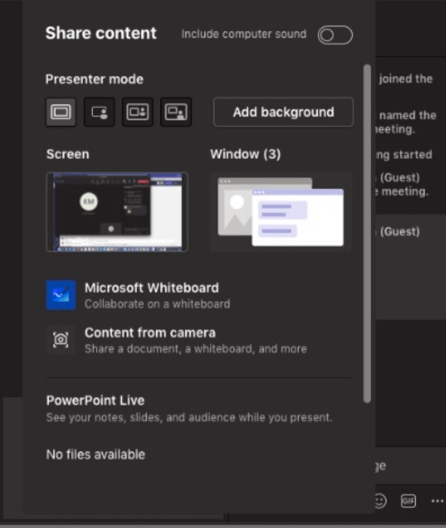 Microsoft Teams screen sharing participants appear as pop up ...