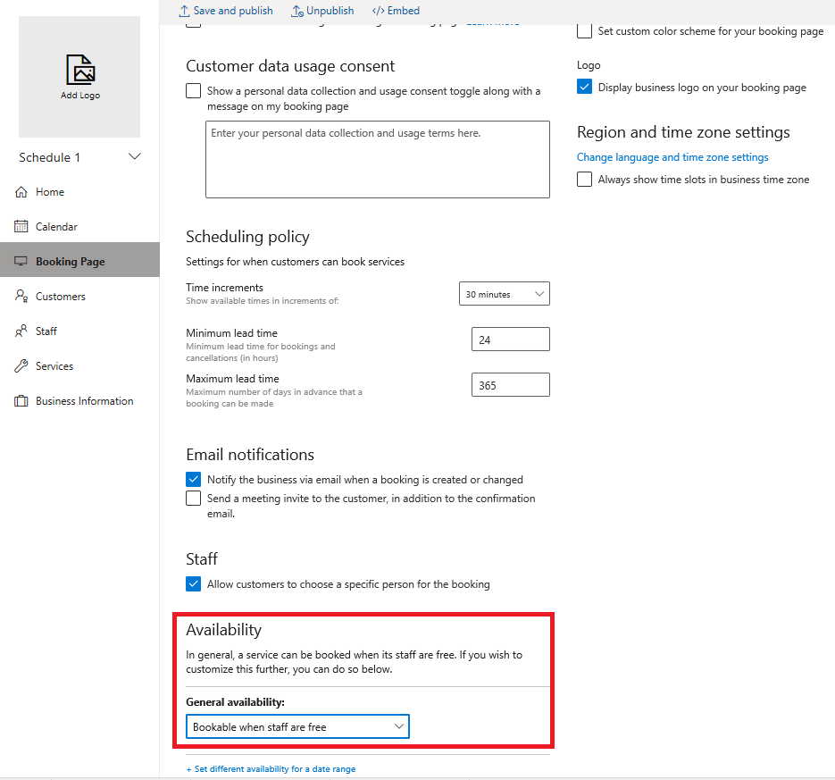 Bookings Schedule Not Displaying Available Time Slots Microsoft