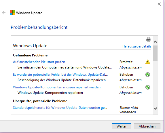 Windows 10 Kumulatives Update KB4093112 kann nicht installiert werden