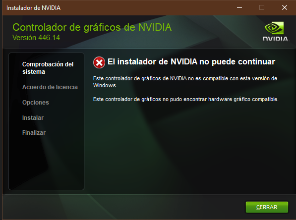 No se pudo descargar el controlador recomendado outlet nvidia