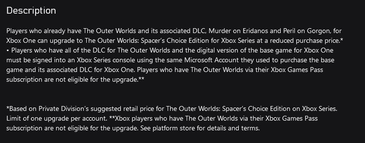 Xbox store hot sale outer worlds