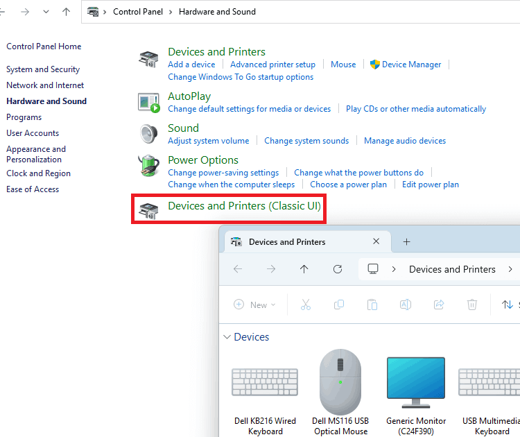 No option to open Device and Printers in control panel in Windows 