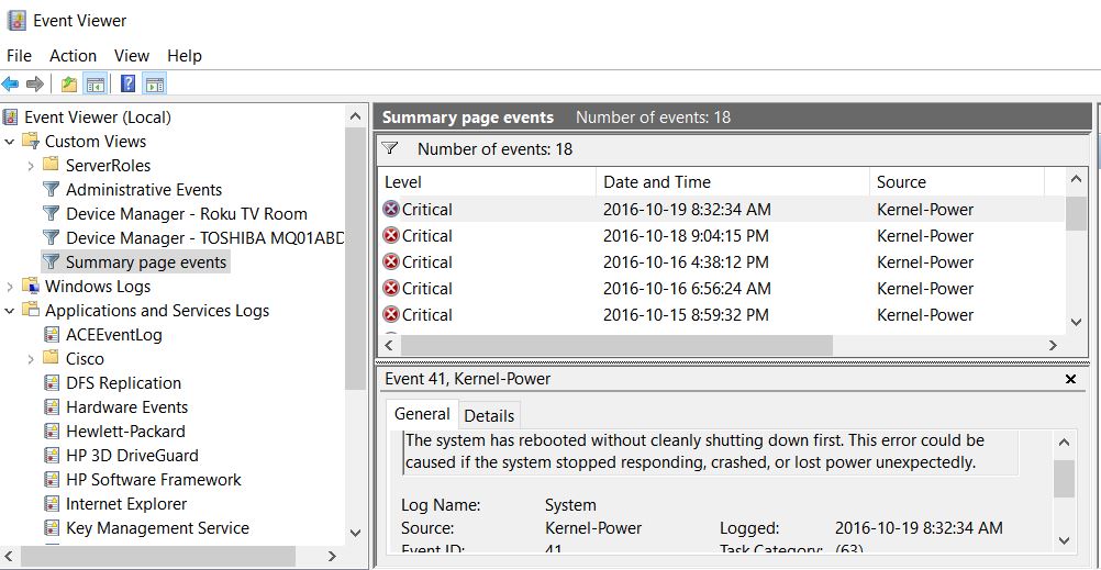 Critical Events and Event Log Online Microsoft Community