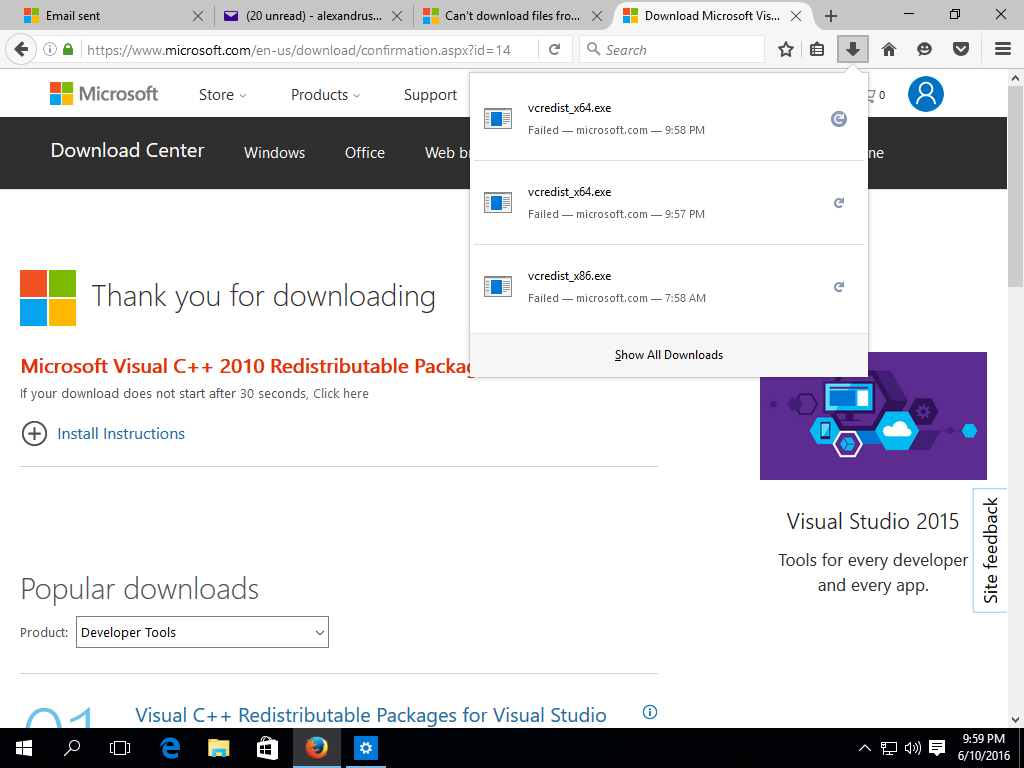 Not Able To Download Vcredist Or Directx Files From Microsoft Website Microsoft Community