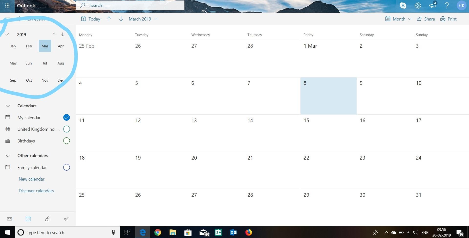 How can I get old events to show on my calendar in Outlook? Microsoft