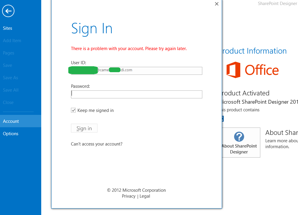 sharepoint designer login issue - Microsoft Community